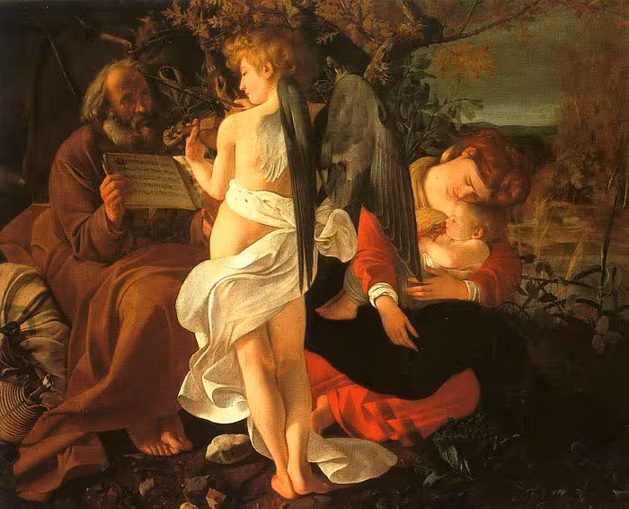 Caravaggio, fuga in Egitto Caravaggio, fuga in Egitto